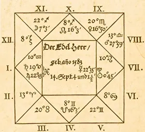 Constellation Prints: Von Wallenstein Horoscope by Kepler, 1608