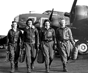 World Prints: WASPs, Women Airforce Service Pilots in Uniform, by Airplane, WWII