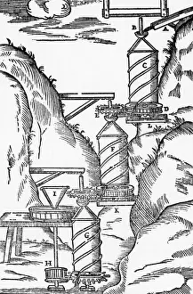 Reverse Prints: Watermill, Reversed Archimedean Screw