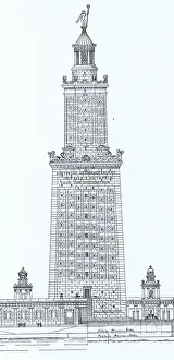Antiquity Prints: Wonders of the Ancient World, Lighthouse of Alexandria