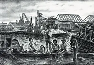 WPA Art, Bathers, Harlem River