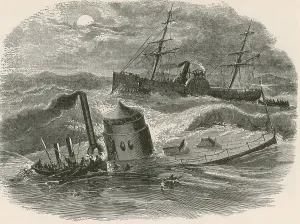 Battleship Prints: Wreck of the Ironclad USS Monitor, 1862