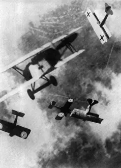 Aircraft Prints: WWI, German and British Dogfight