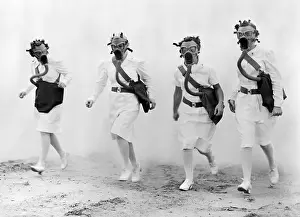 Force Prints: WWII, Usaaf Nurses Wearing Gas Mask Drill, 1942