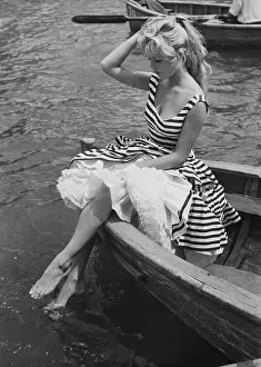 Misc Prints: Young Brigitte Bardot Sitting on a Boat, Actress and Sex Symbol