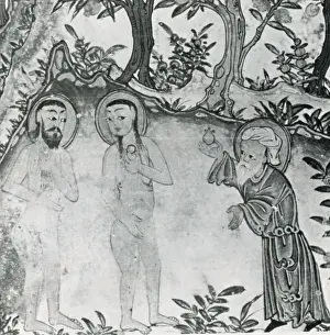 Antique Prints: Zoroastrian Adam and Eve with Angra Mainyu